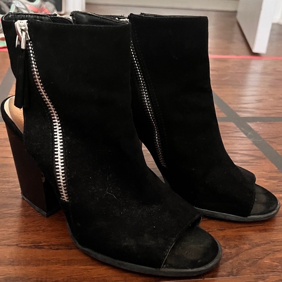 Forever 21 Black Suede Open Toe Booties - Picture 1 of 2